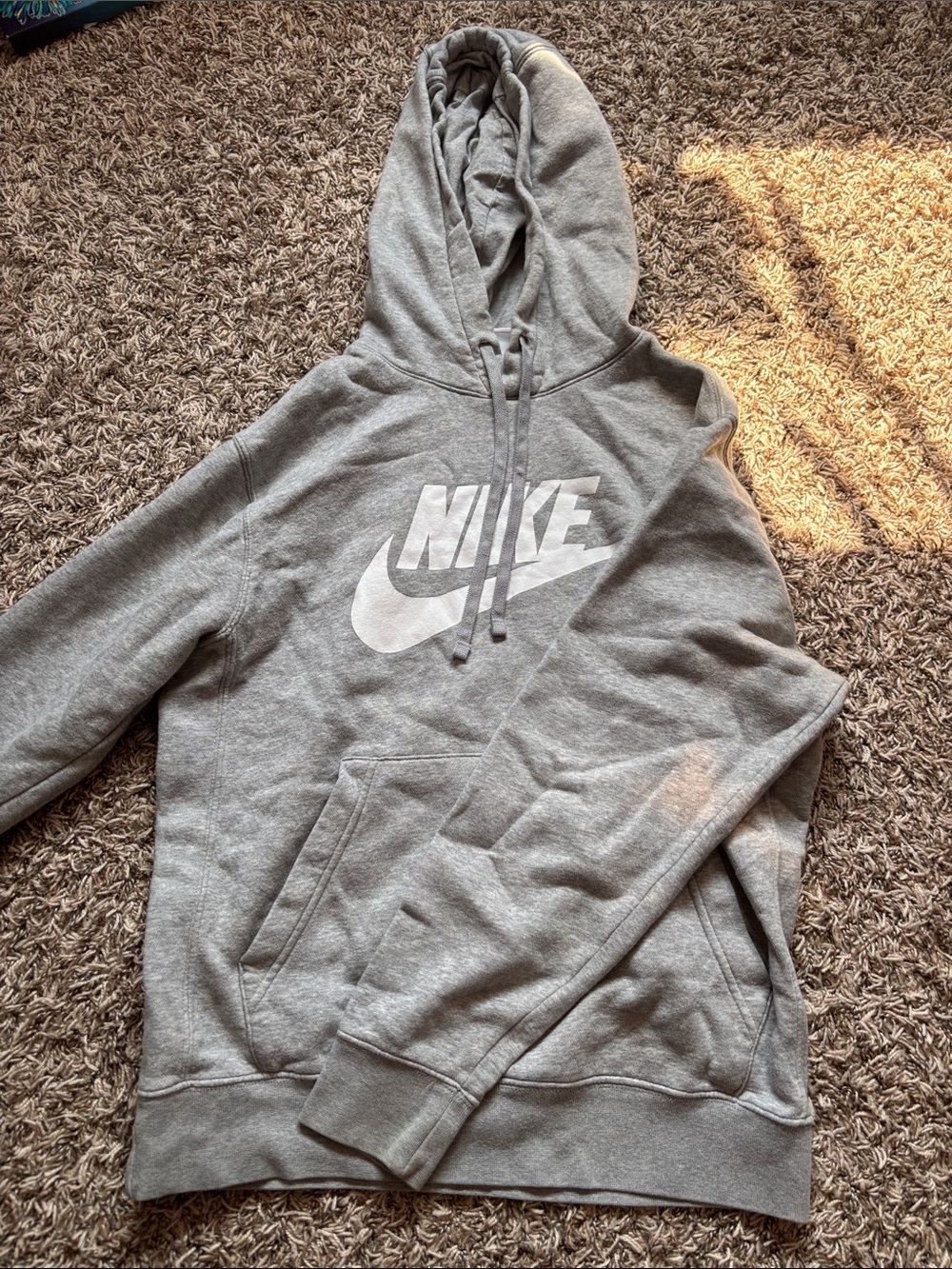 Nike Gray Crewneck Hoodie with White Swoosh - Picture 1 of 2